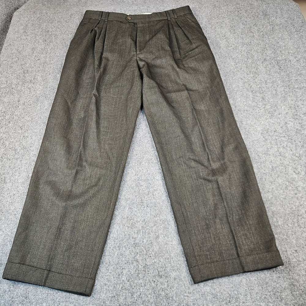 Ballin Mens 36 Grey Wool Pleated Dress Pants Cuffed Made in Canada Trousers